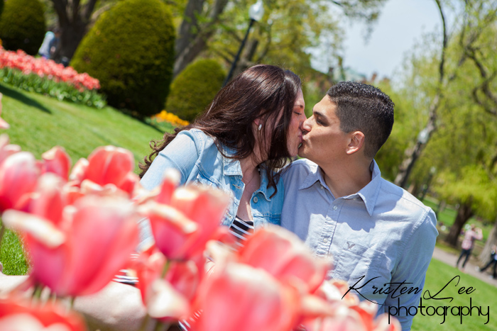 Boston Engagement Photography, Boston Gardens, Tulips, Engagement Session, Kristen Lee Photography